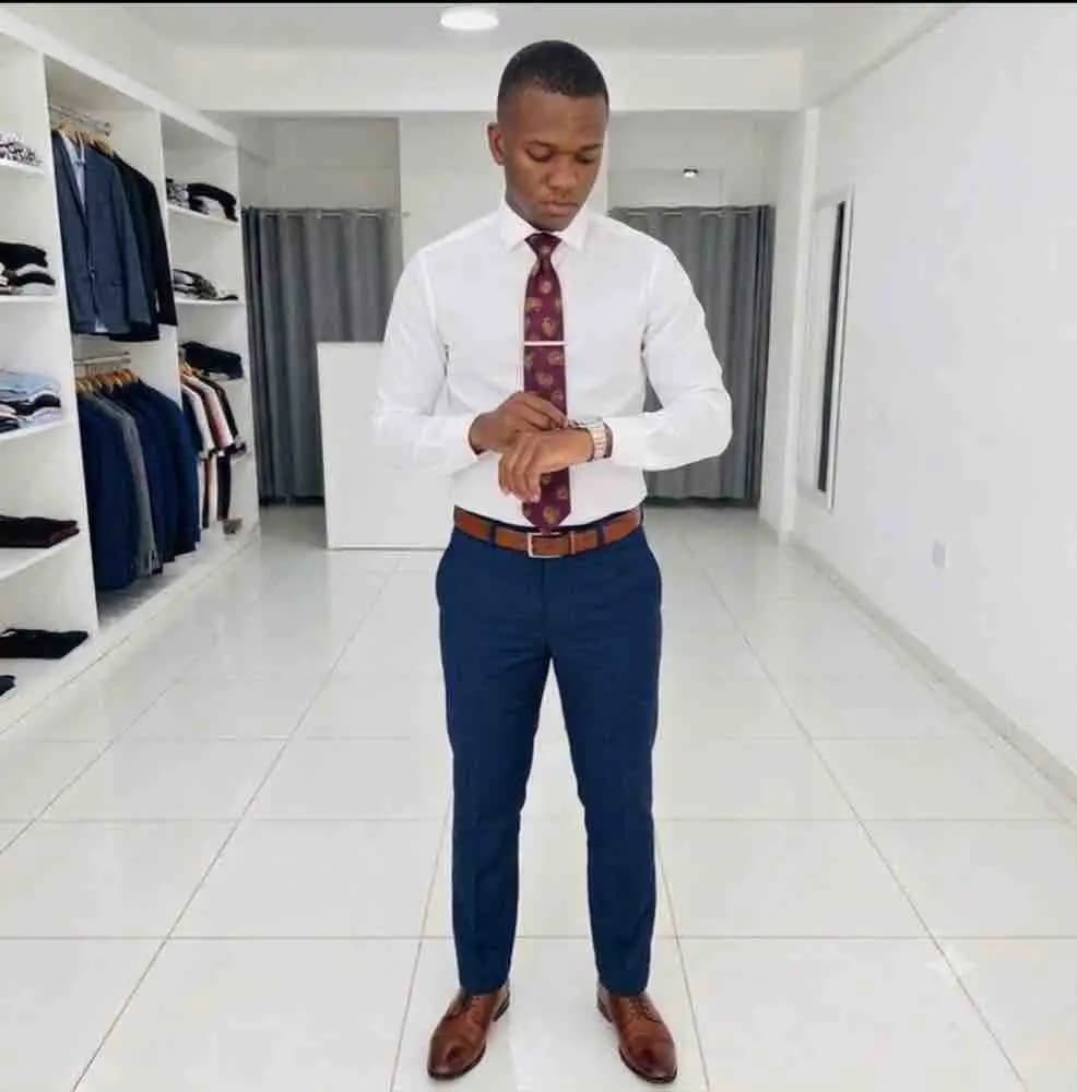Navy tailored trouser look