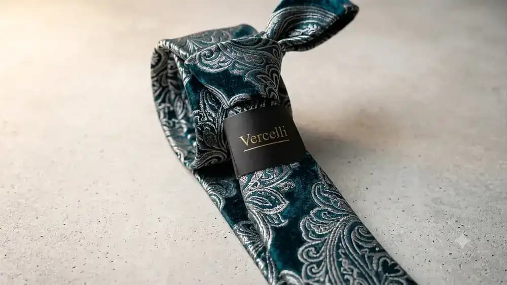 Teal Velvet Paisley Tie